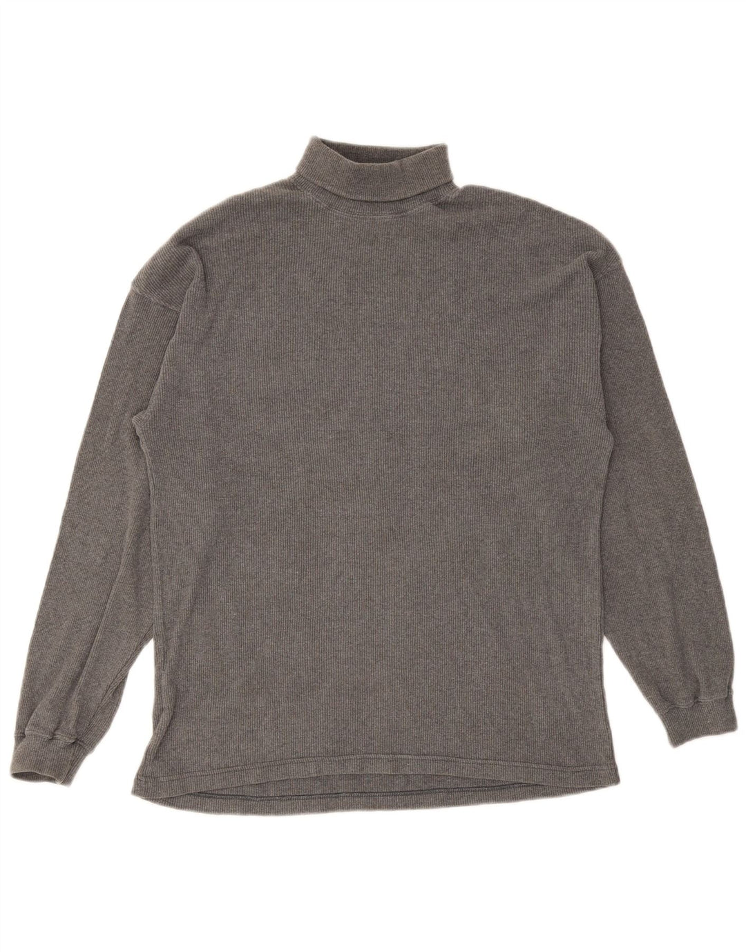 Marks & Spencer Top con cuello vuelto para hombre, manga larga, algodón gris pequeño