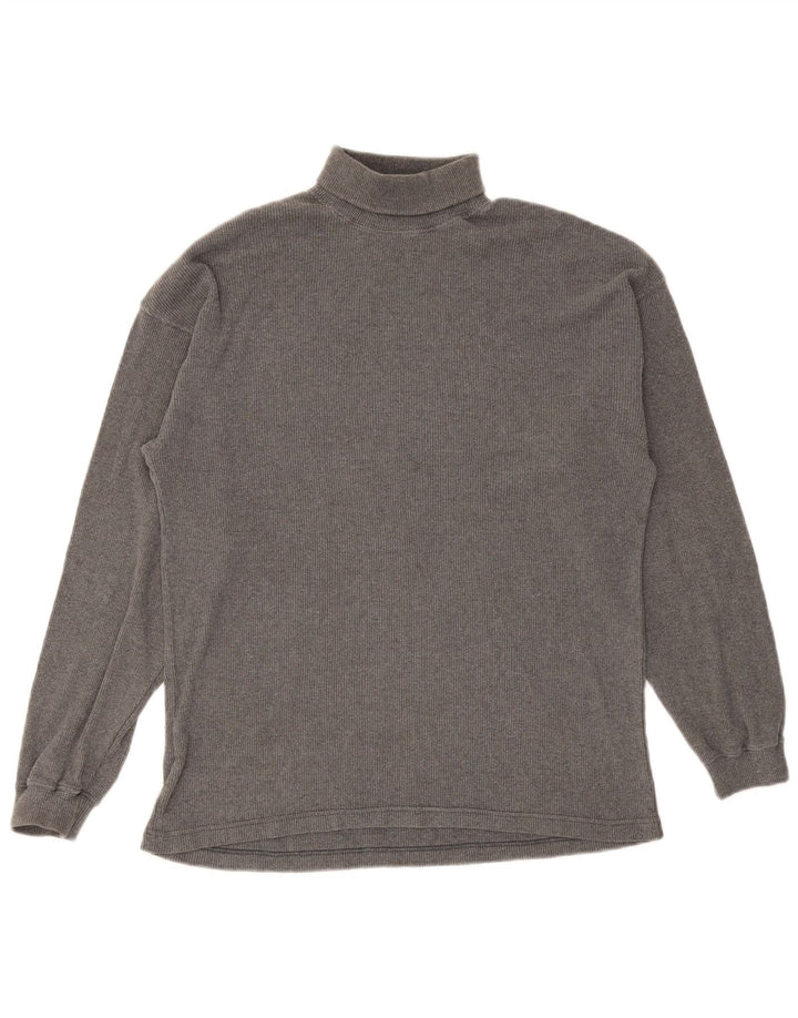 Marks & Spencer Top con cuello vuelto para hombre, manga larga, algodón gris pequeño