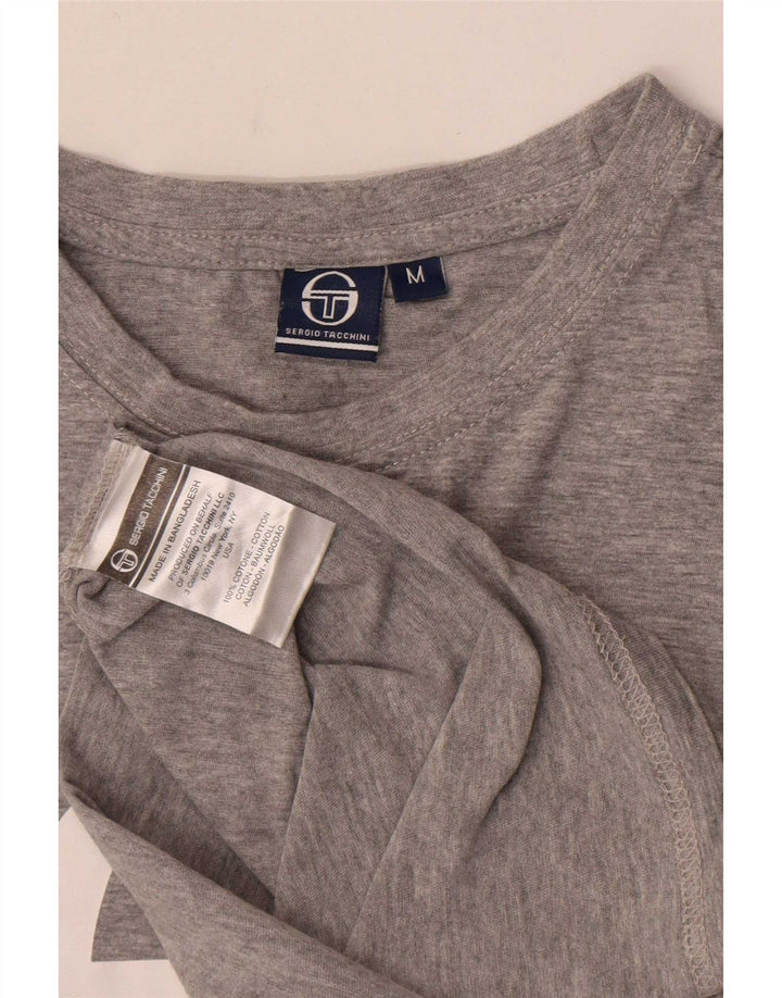 Sergio Tacchini Camiseta gráfica para hombre Top de algodón moteado gris medio