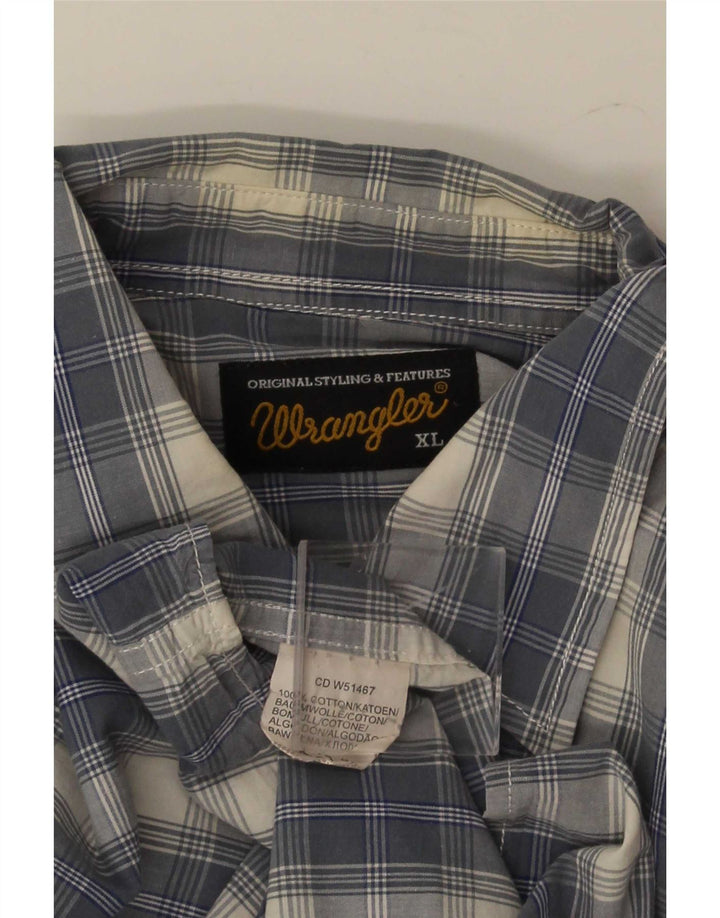 Camisa Wrangler Hombre XL Algodón A Cuadros Azul
