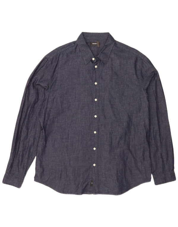 Camisa Dkny Hombre Grande Azul Marino Algodón