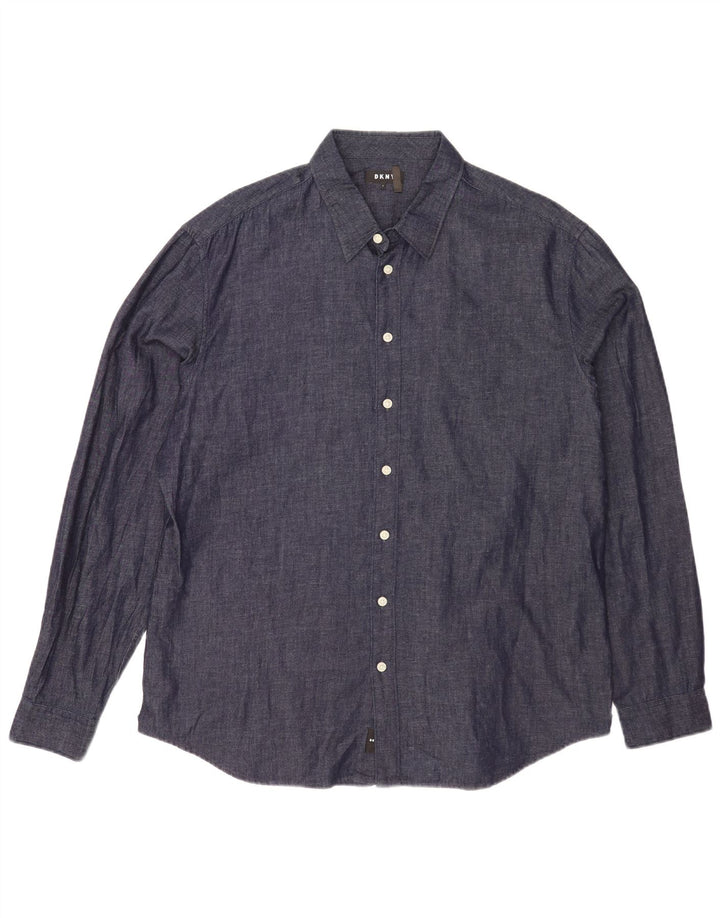Camisa Dkny Hombre Grande Azul Marino Algodón