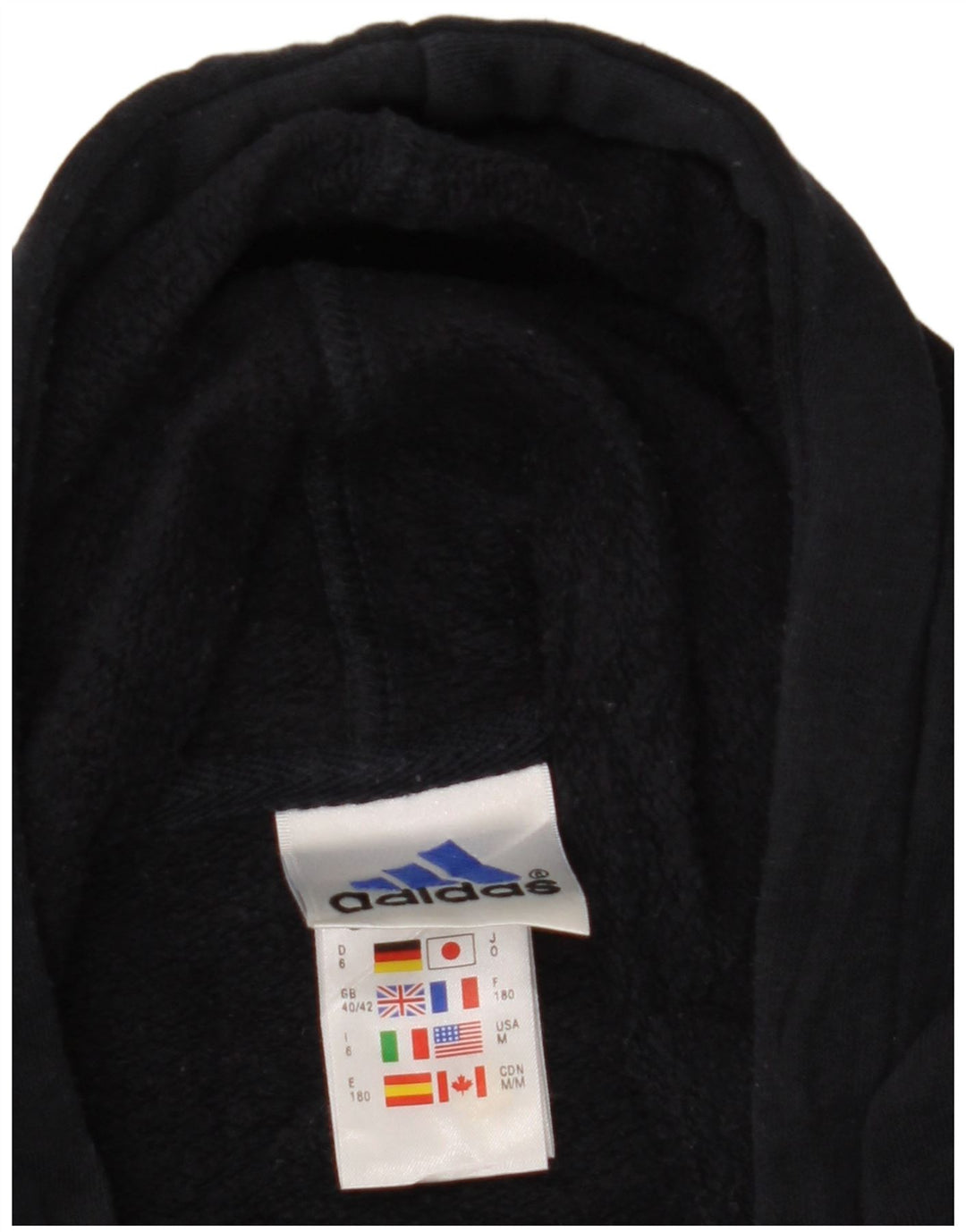 ADIDAS Jersey con capucha y cuello con cremallera para hombre Reino Unido 40/42 Algodón azul marino mediano