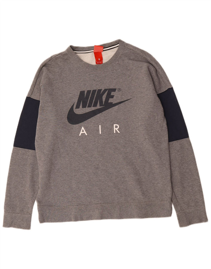 Nike Hombre Sudadera con gráfico tipo jersey de algodón color block en gris medio