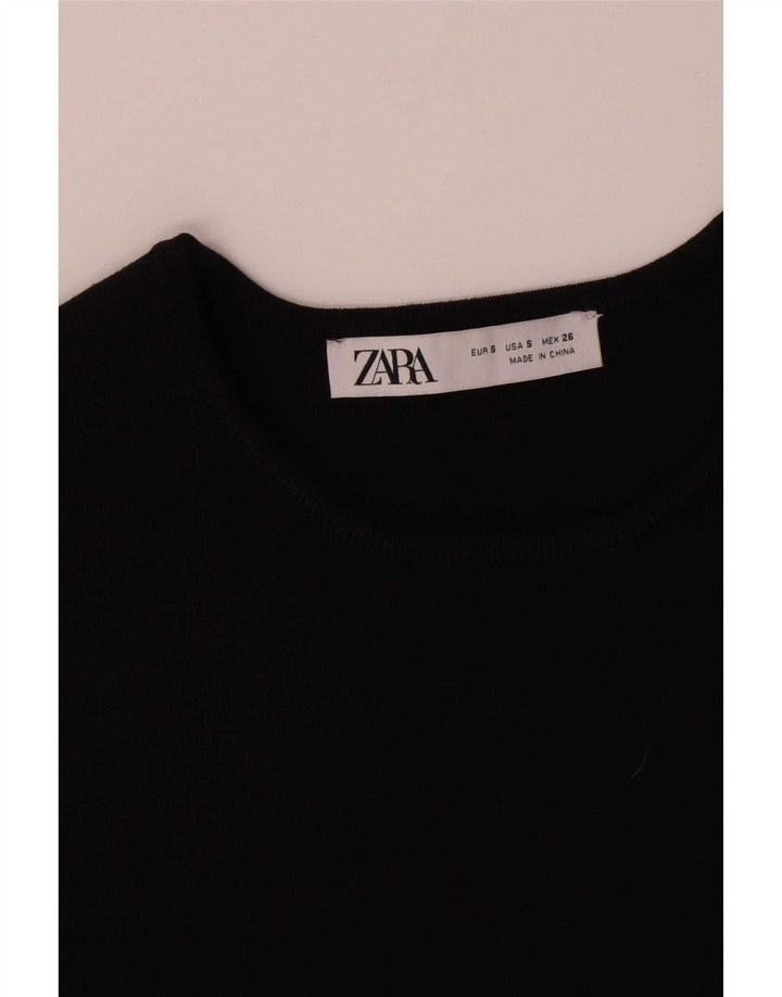 Zara Mujer Chaleco Top UK 10 Pequeño Poliéster Negro