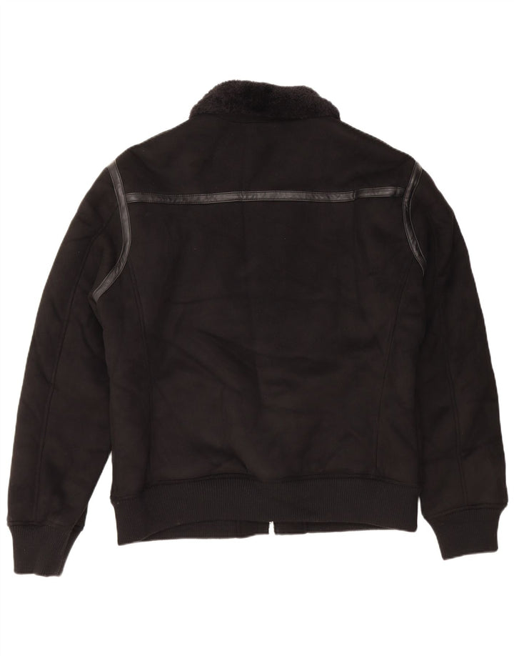 Zara Mens Sherpa Jacket UK 40 Grande Poliéster Negro