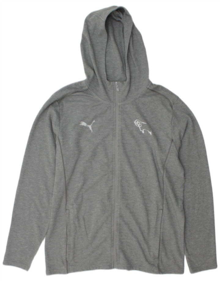 Puma Sudadera con capucha y cremallera para hombre, talla grande, gris moteado