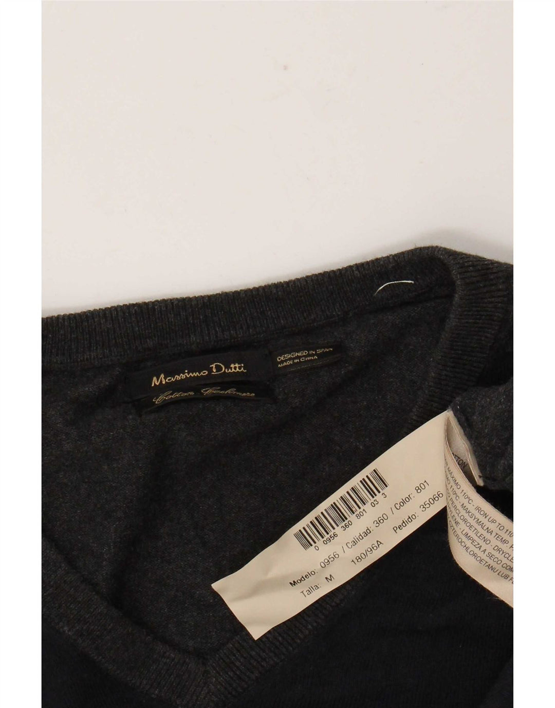 Massimo Dutti Hombre Jersey Con Cuello De Pico Algodón Colorblock Gris Medio