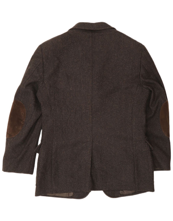 Fay Chaqueta tipo blazer de 3 botones para hombre IT 50 Large Brown Herringbone Wool