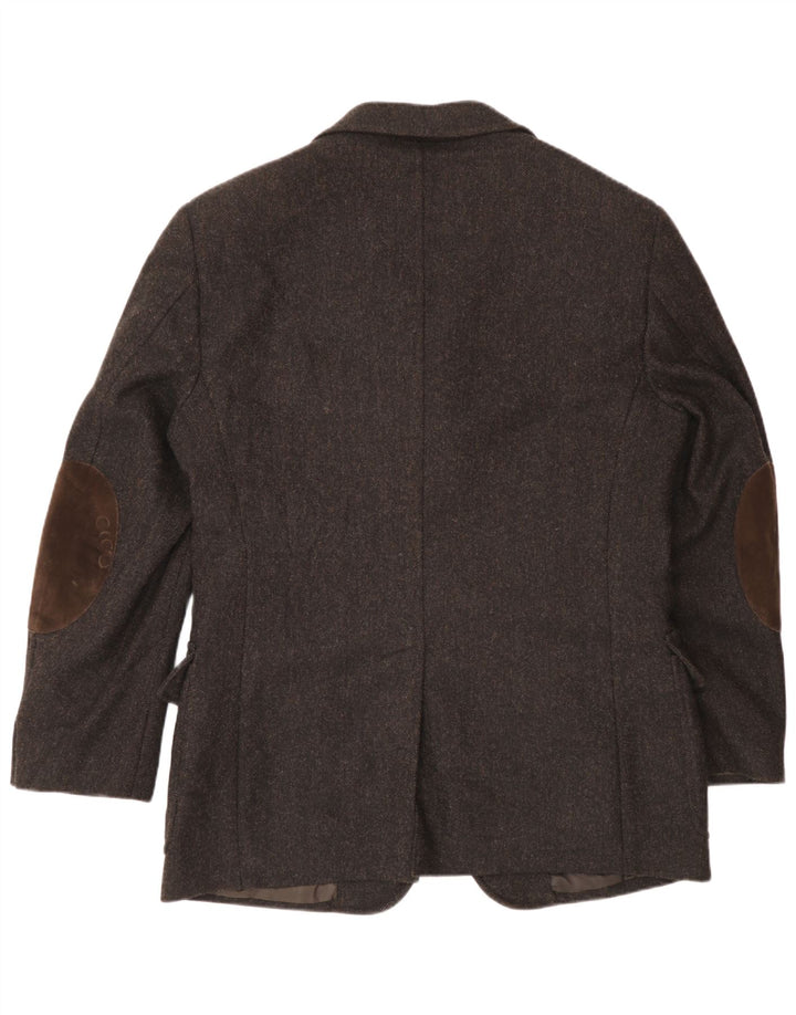 Fay Chaqueta tipo blazer de 3 botones para hombre IT 50 Large Brown Herringbone Wool
