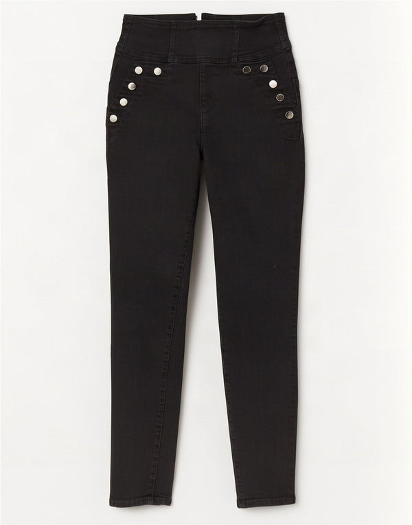 Guess Vaqueros pitillo de talle alto para mujer W27 L29 Algodón negro