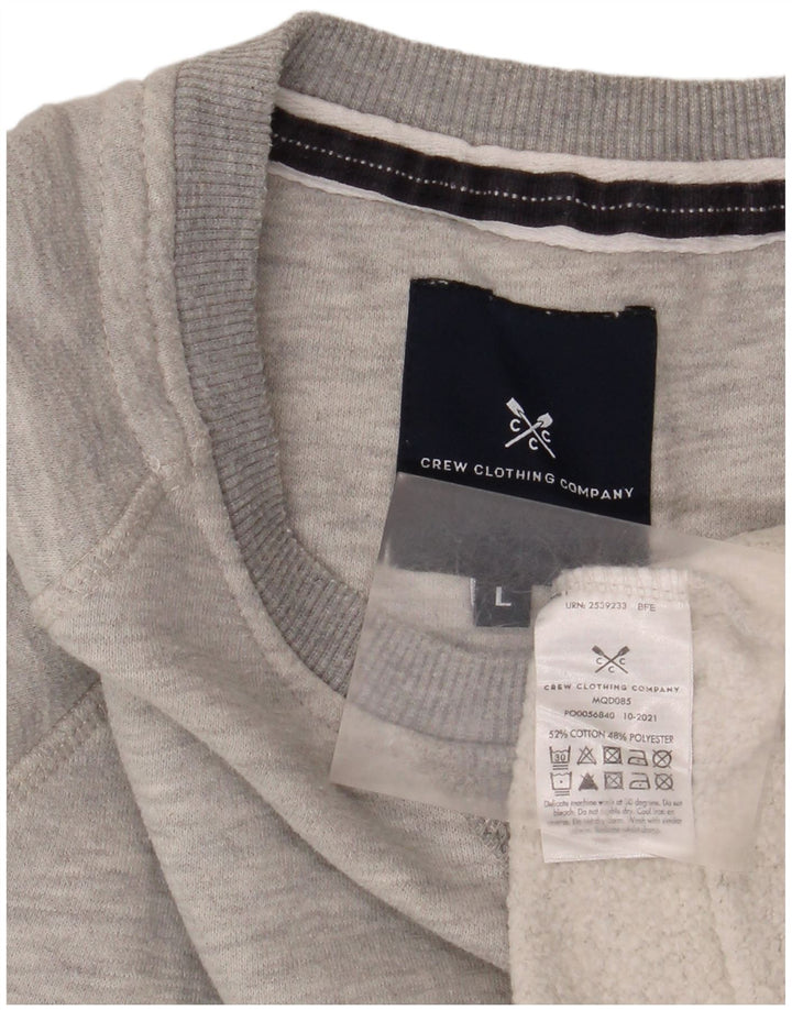 Crew Clothing Sudadera con gráfico para Hombre Jersey Grande de algodón moteado Gris