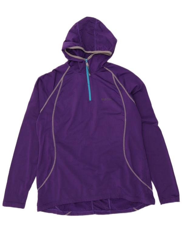 Mountain Warehouse Camiseta con cuello y cremallera y capucha para hombre, manga larga, color morado medio