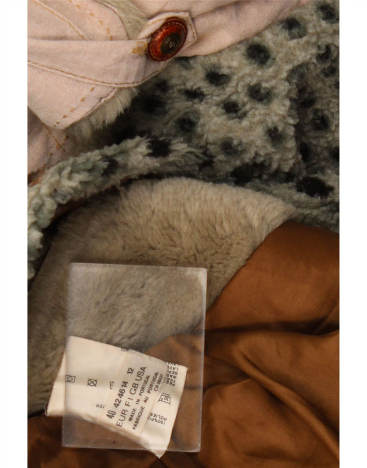 VINTAGE Chaqueta polar para mujer Reino Unido 14 Poliéster verde grande Fair Isle