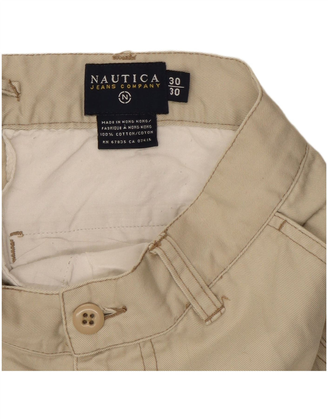 Nautica Pantalón cargo recto para hombre W30 L27 Algodón beige