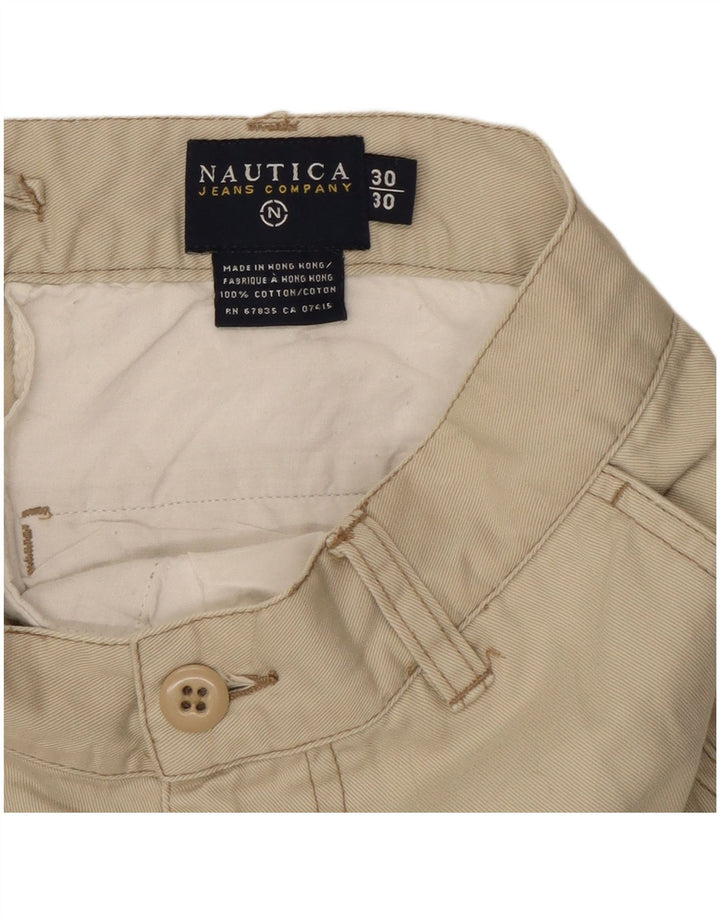 Nautica Pantalón cargo recto para hombre W30 L27 Algodón beige