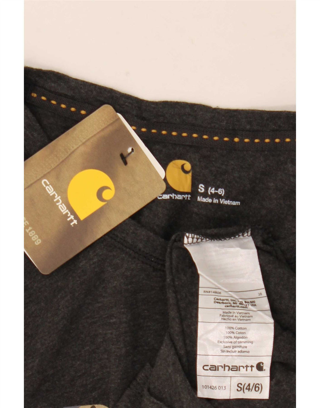 Carhartt Top gráfico para mujer manga larga US 4/6 pequeño algodón gris
