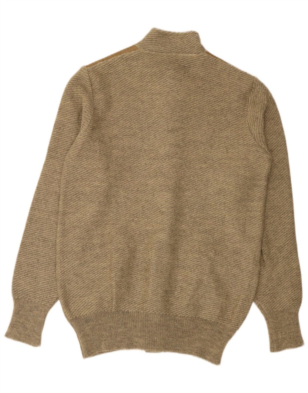 VINTAGE Hombres Cardigan Suéter Medio Beige