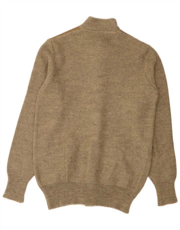 VINTAGE Hombres Cardigan Suéter Medio Beige