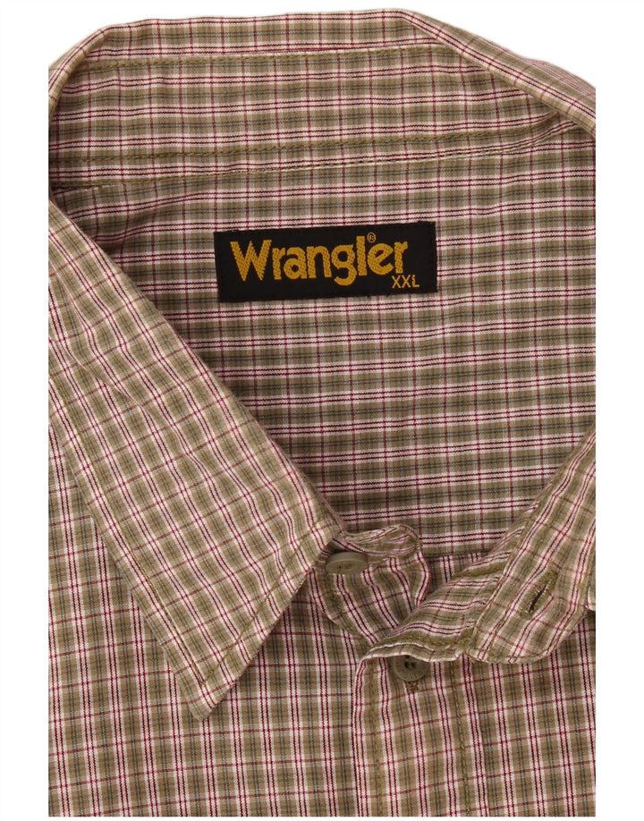 WRANGLER Camisa de manga corta para hombre 2XL Khaki Gingham