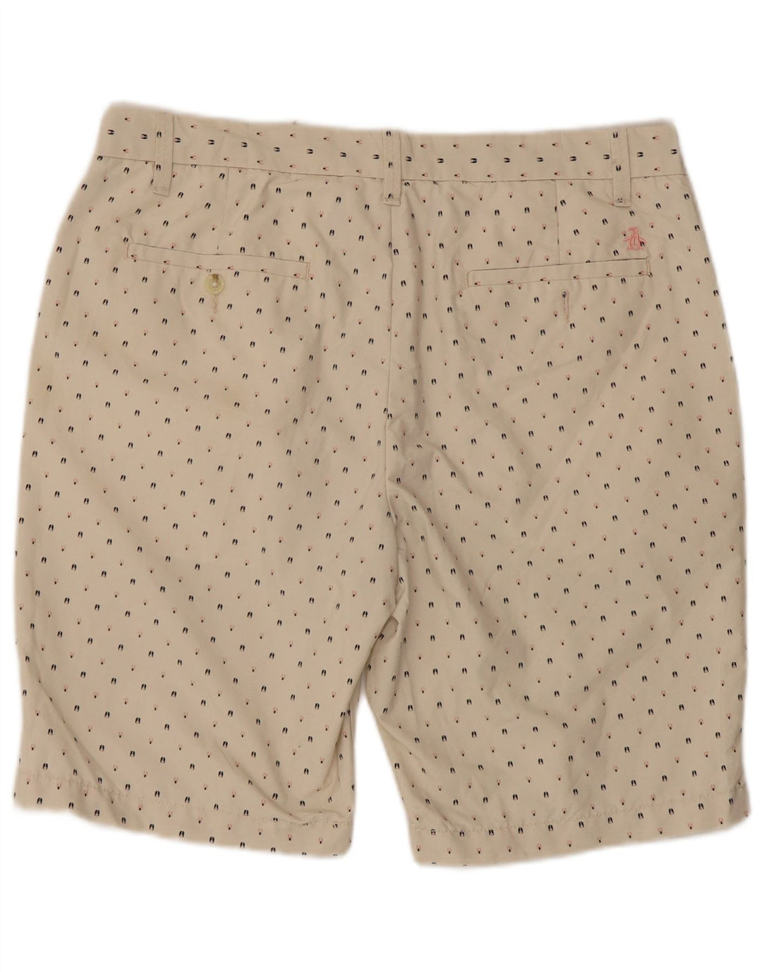 Pantalones cortos chinos Penguin para hombre W34 Large Beige Spotted Cotton