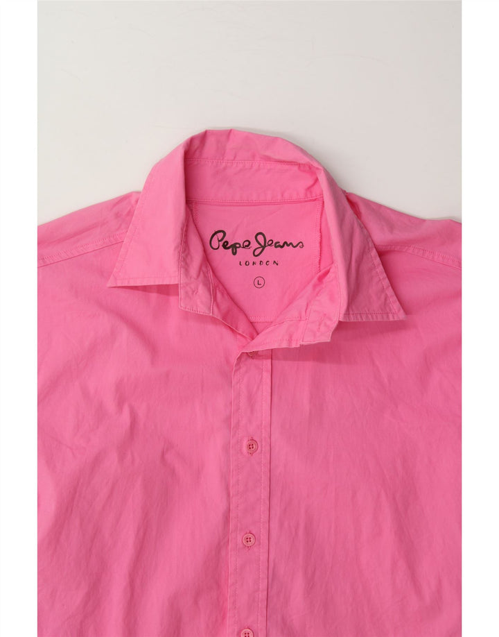 PEPE JEANS Mens Short Sleeve Shirt Large Pink Cotton Vintage PEPE Jeans and Second-Hand PEPE Jeans from Messina Hembry 