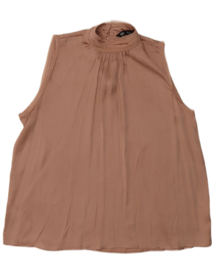 ZARA Mujer Blusa Sin Mangas Top UK 42 Poliéster Rosa Medio