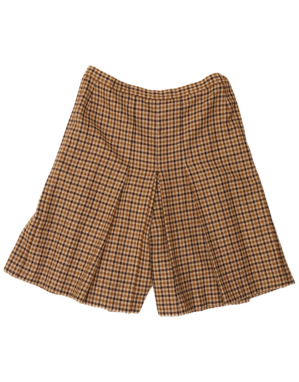 Pantalones cortos casuales vintage de cintura alta para mujer W30 pata de gallo marrón medio