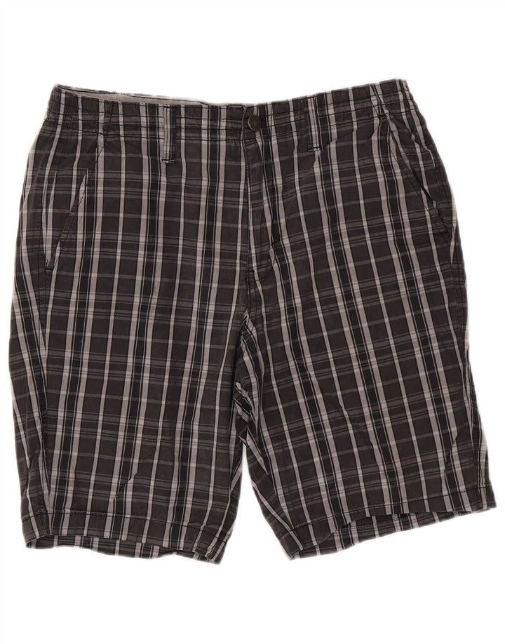 CALVIN KLEIN Pantalones cortos chinos para hombre W32 Algodón a cuadros negro mediano