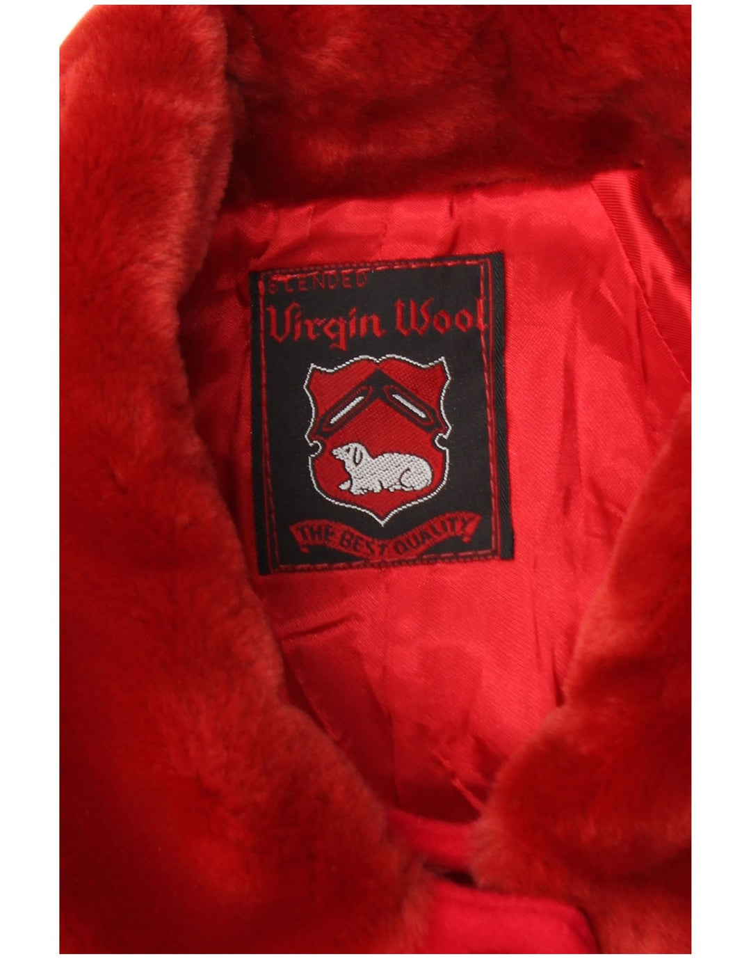 Vintage mujer abrigo Reino Unido 20 2XL lana virgen roja