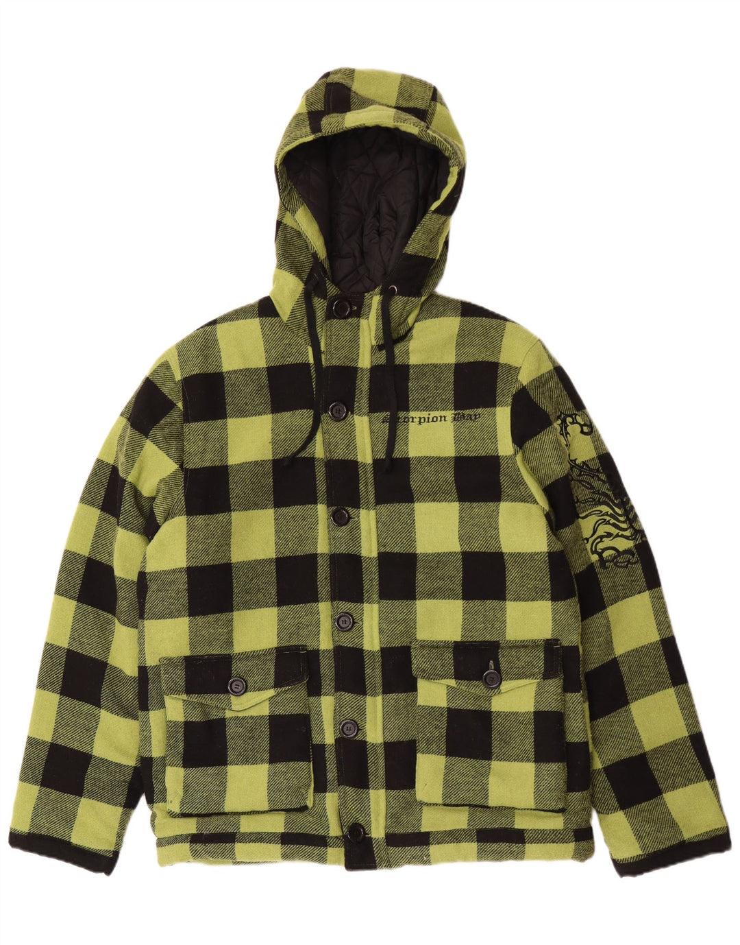 Scorpion Bay Chaqueta cortavientos gráfica para hombre UK 40 Large Green Gingham