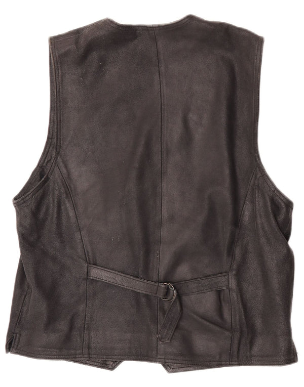 Chaleco de ante vintage para hombre IT 48 cuero negro medio