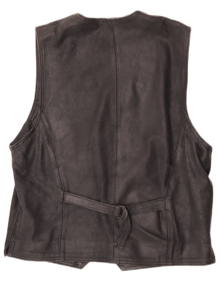 Chaleco de ante vintage para hombre IT 48 cuero negro medio