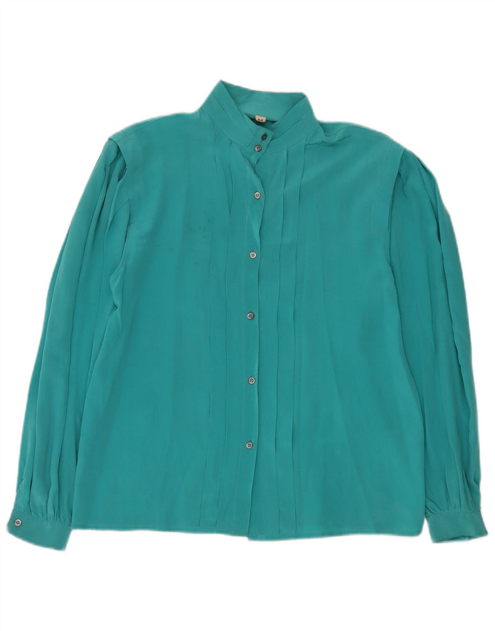Blusa vintage para mujer IT 44 Seda mediana turquesa