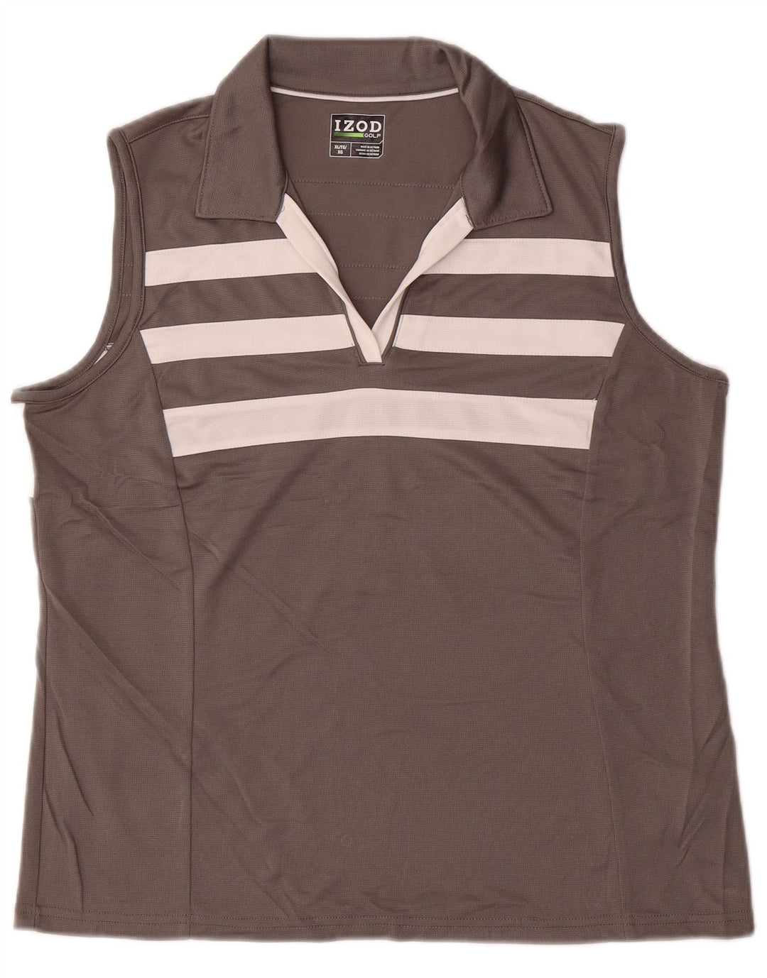 IZOD Polo sin mangas para mujer ES 40 XL Poliéster con bloques de color gris