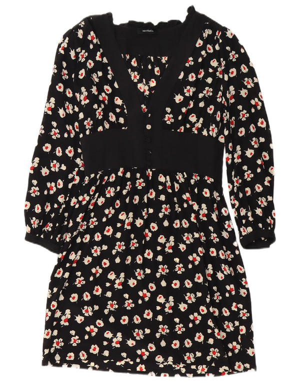 Max & Co. Vestido Imperio de Manga Larga para Mujer UK 44 Mediano Negro Floral