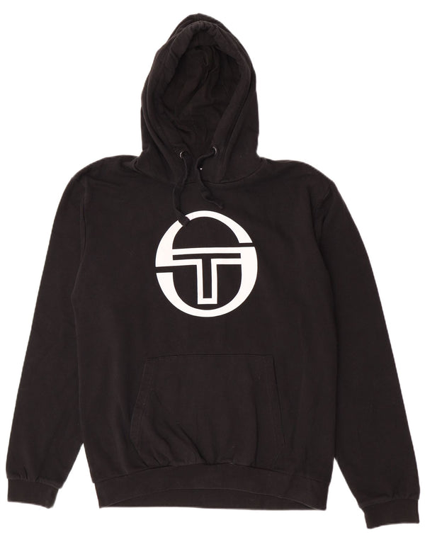 Sergio Tacchini Jersey con capucha gráfico para mujer UK 20 2XL Algodón negro