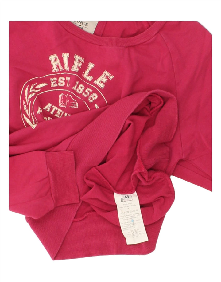 RIFLE Womens Graphic Sweatshirt Jumper UK 12 Medium Pink Cotton Vintage Rifle and Second-Hand Rifle from Messina Hembry 