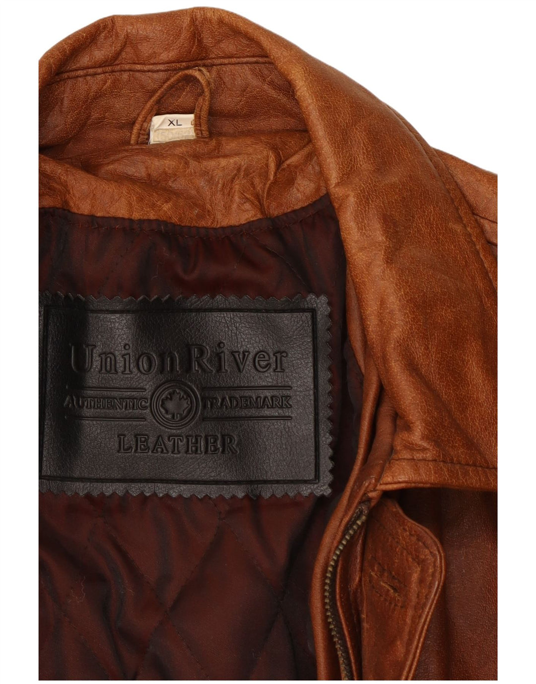 UNION RIVER Chaqueta de cuero para hombre UK 42 XL Cuero marrón