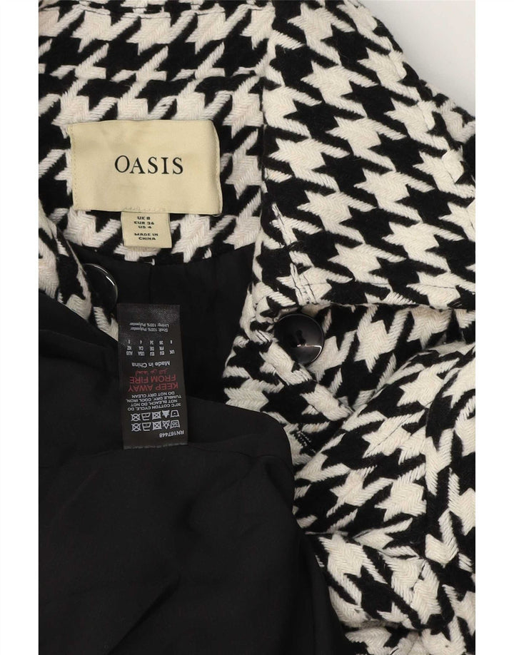 Abrigo de doble botonadura para mujer Oasis UK 8 Small Poliéster de pata de gallo negro