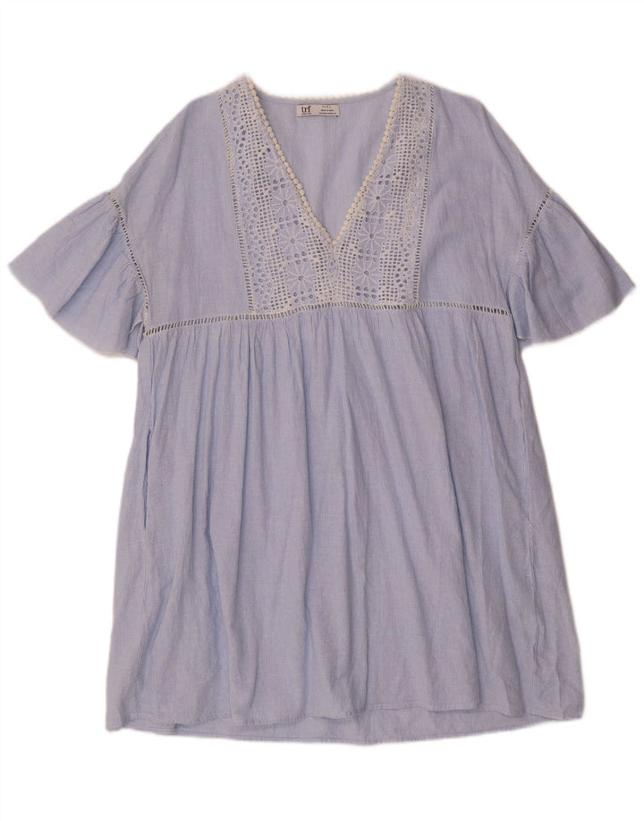 ZARA Vestido recto para mujer UK 44 Azul medio Rayas diplomáticas