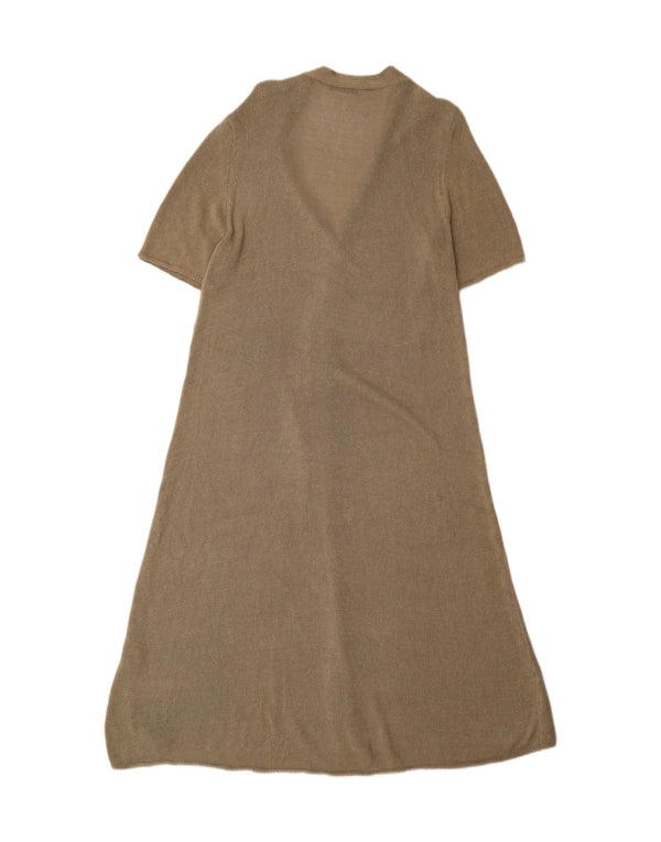 Zara Vestido Acampanado De Punto para Mujer UK 46 Large Viscosa Caqui