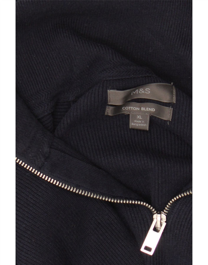 Marks & Spencer Jersey con cuello y cremallera para hombre XL Algodón azul marino