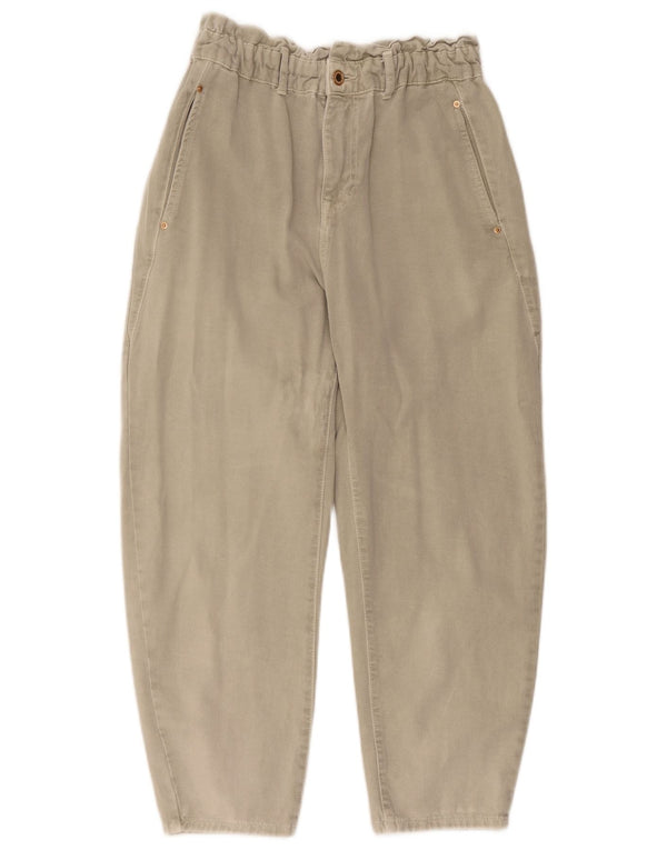 Zara Mujer Pantalones Capri Cónicos De Cintura Alta EU 40 Medium W30 L23 Beige