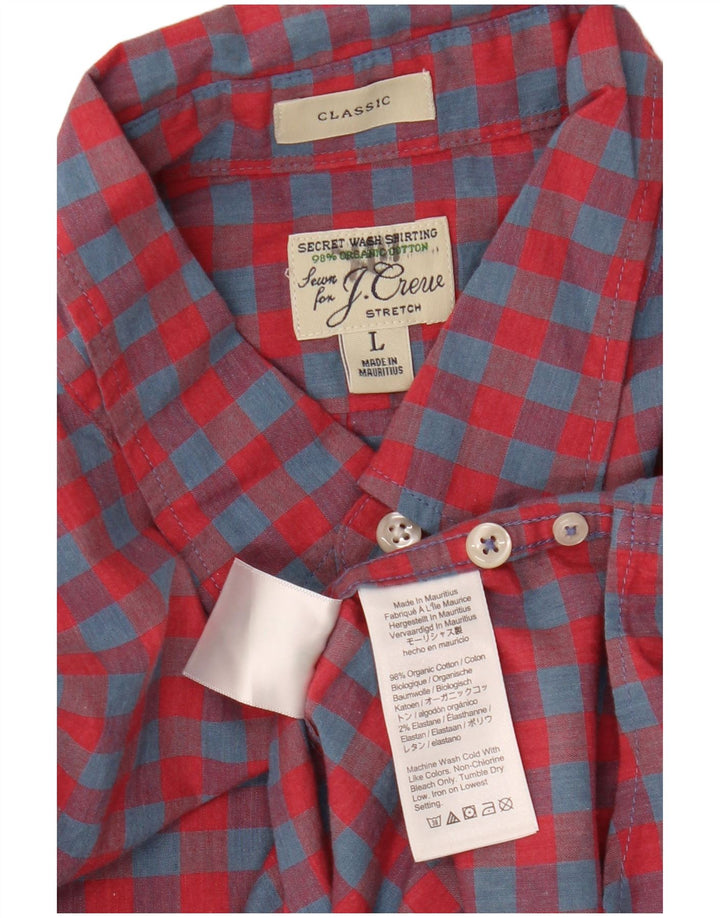 J. CREW Camisa de corte clásico para hombre de algodón a cuadros rojo grande