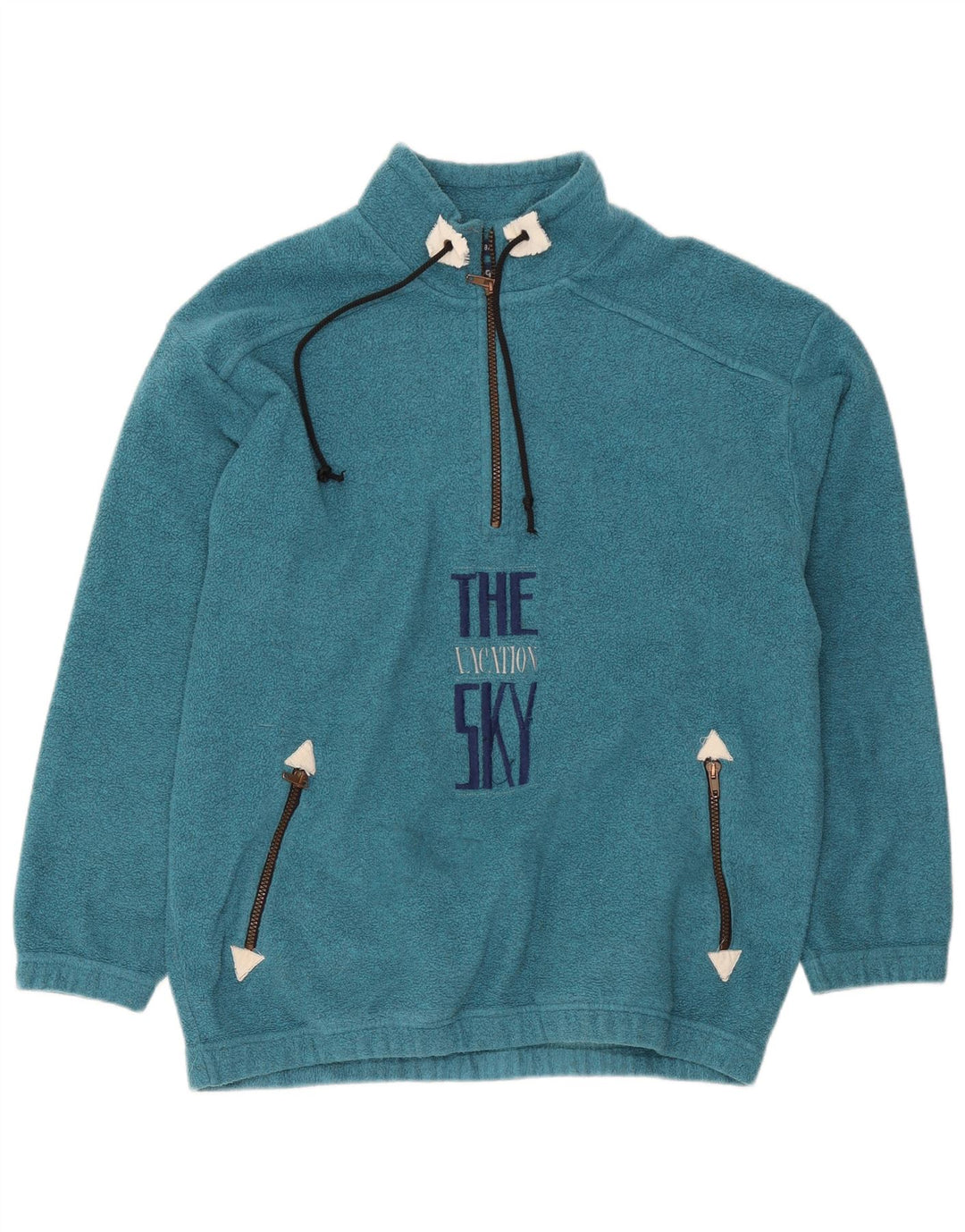 Campagnolo Jersey de forro polar con cuello y cremallera gráfico para hombre IT 48 Azul medio
