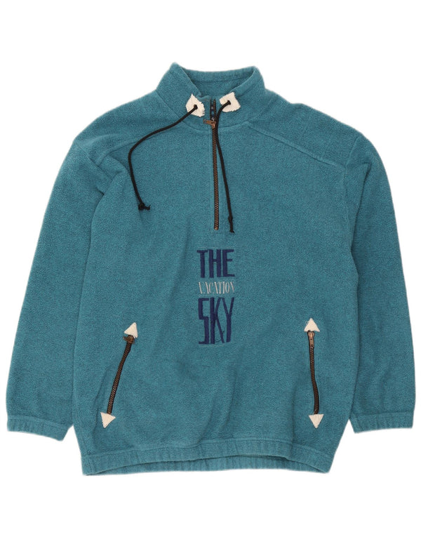 Campagnolo Jersey de forro polar con cuello y cremallera gráfico para hombre IT 48 Azul medio