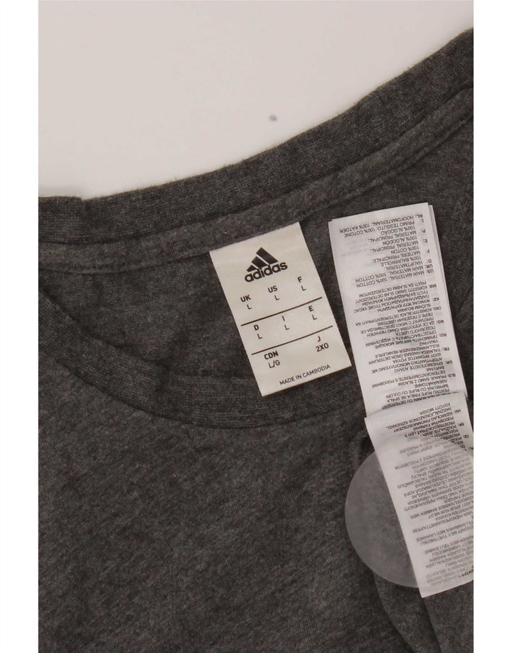 Adidas - Camiseta para hombre, talla grande, algodón gris