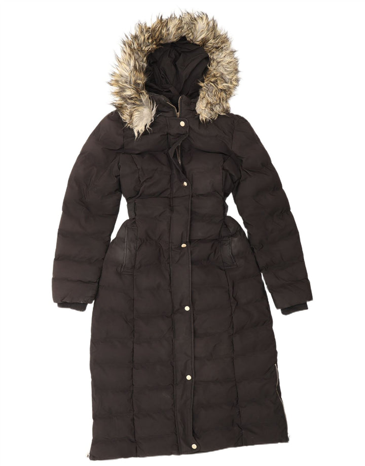 OASIS Abrigo acolchado con capucha para mujer UK 40 Mediano Poliéster negro