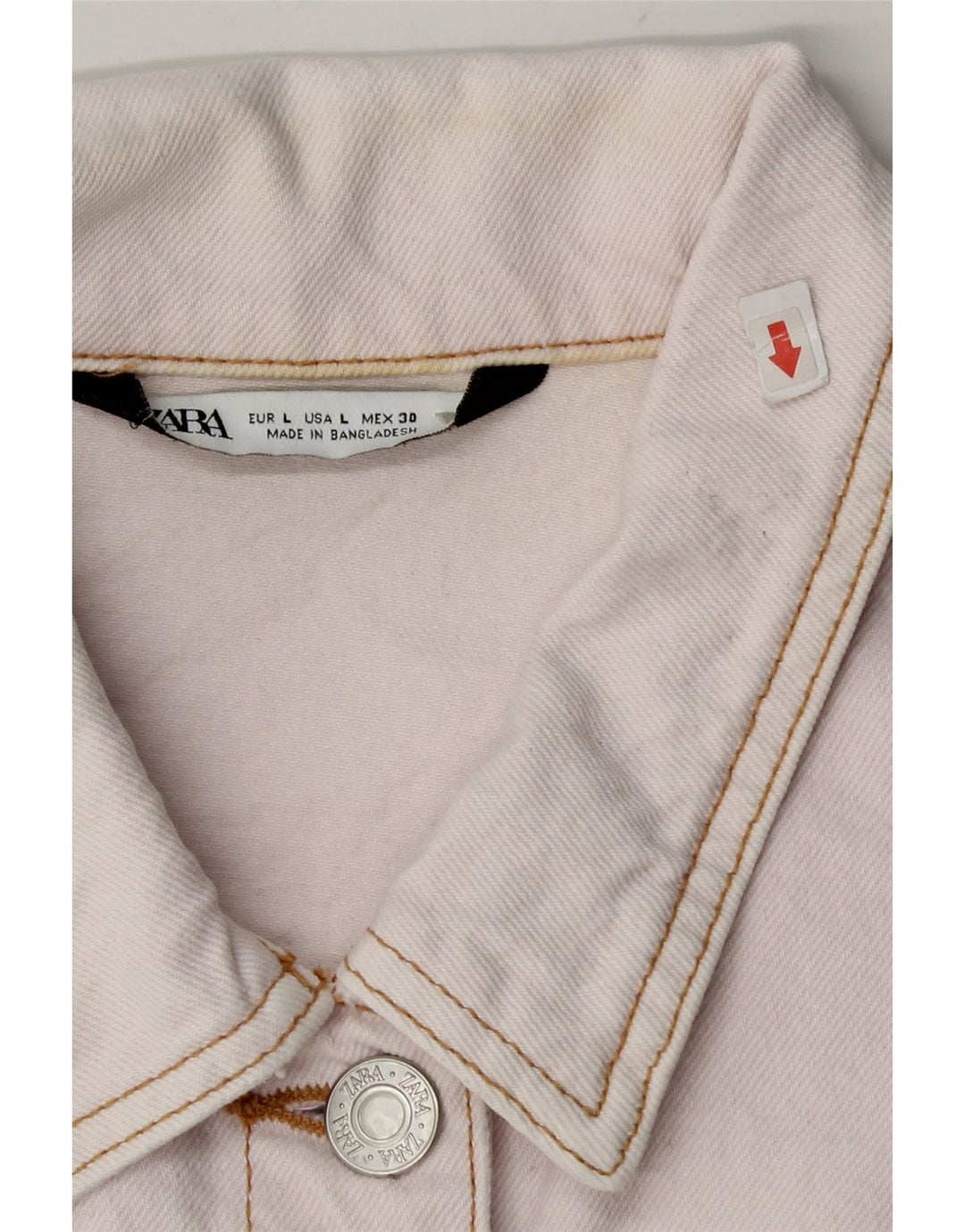 Zara Mujer Crop Denim Chaqueta UK 46 Grande Rosa Algodón